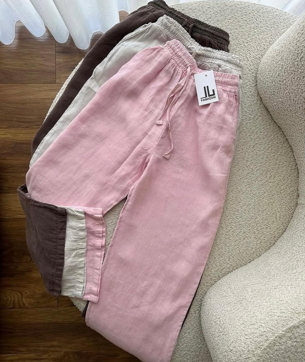 Pack 3 pantalons lin femme ROSA